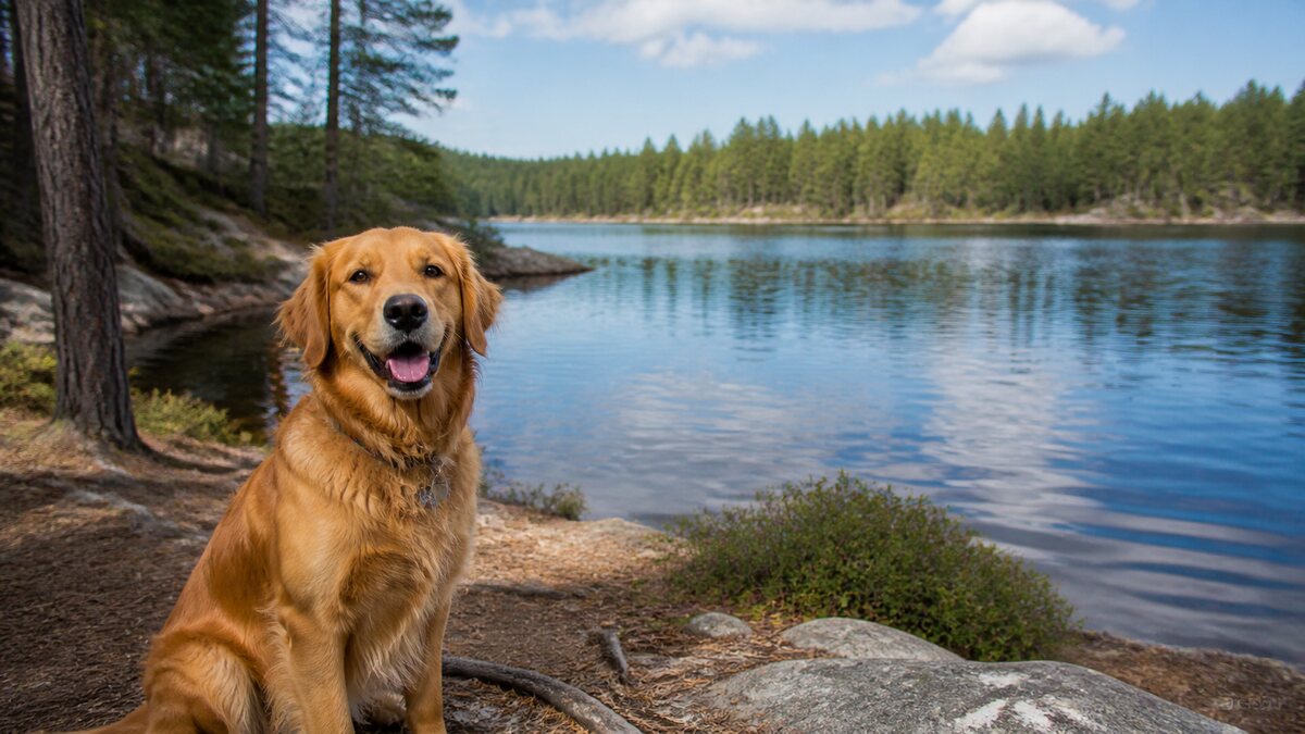 Wide dog photo before square PFP cropping